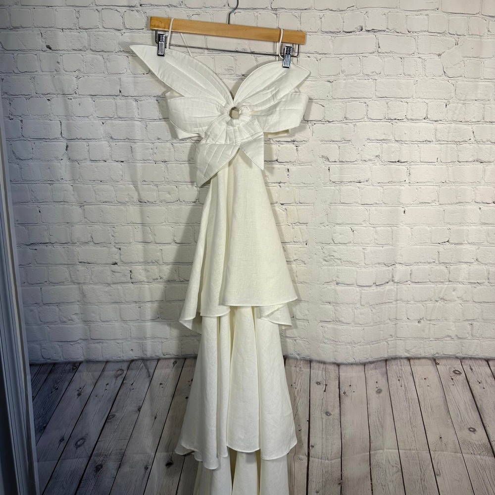 FARM Rio Off-White Flower Maxi Dress Cutout Tiered 309145 XXS New - Picture 3 of 15